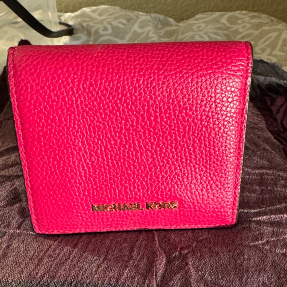 Michael Kors Vibrant Pink Leather Wallet